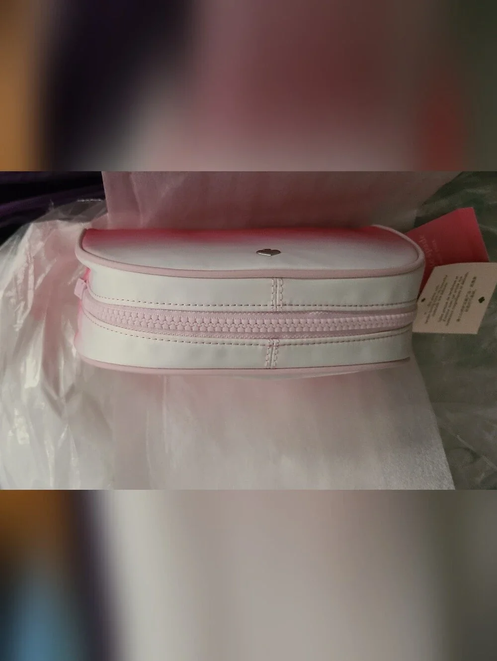 Kate Spade Pink & White Dome Shaped Ombre Make-up Bag. *Authentic